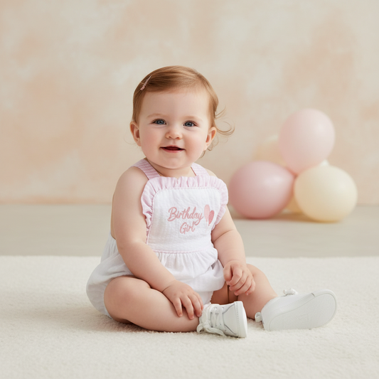 Birthday Girl & Boy Balloon Embroidered Romper