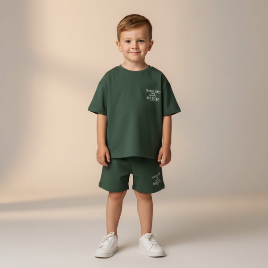 Cotton Green Cotton Tee & Shorts Lounge Set With Text Print