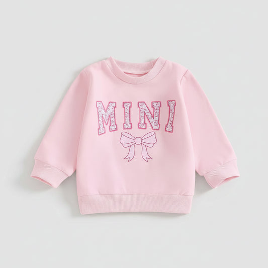 Cotton Matching Mama & Mini Pink Bow Sweatshirts