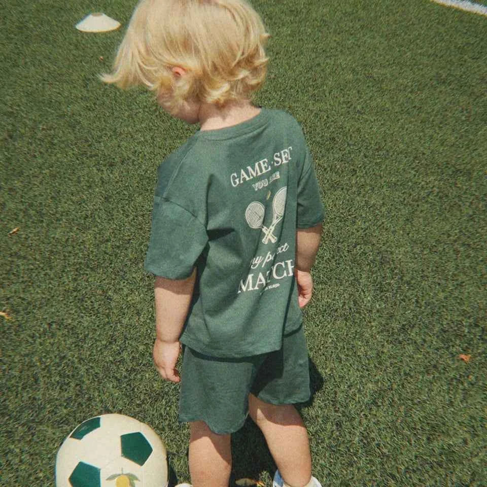 Cotton Green Cotton Tee & Shorts Lounge Set With Text Print