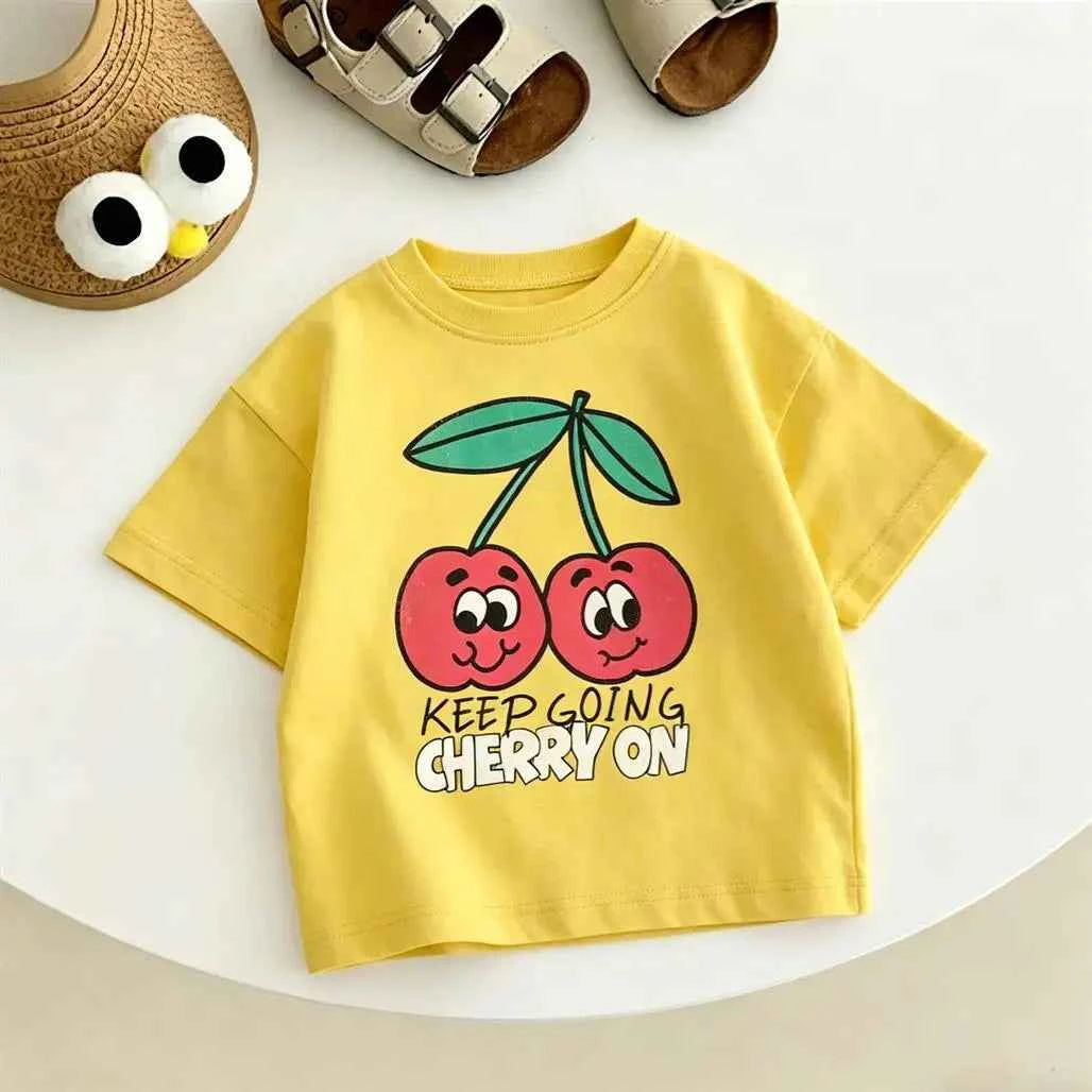 100% Cotton Tomato Vibes Blue Tee & Cherry On Yellow TShirt