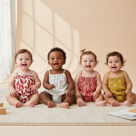 100% Cotton Patterned Spaghetti Strap Rompers Set In Red White Yellow