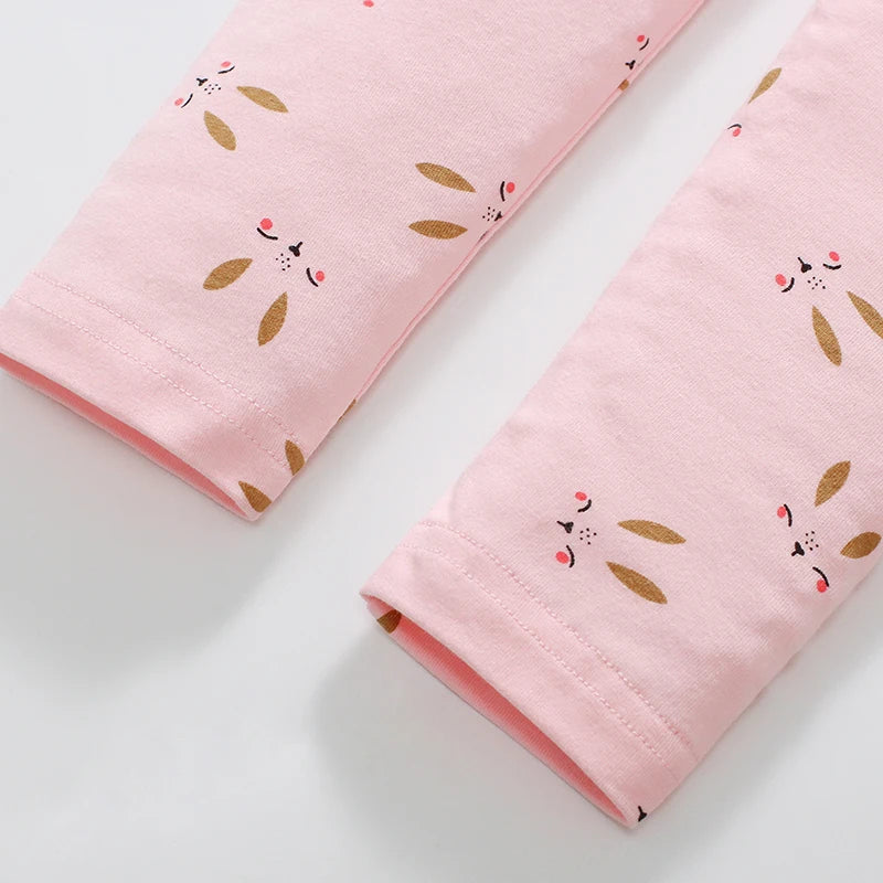 100% Cotton Coral Bunny Dress & Printed Leggings Set