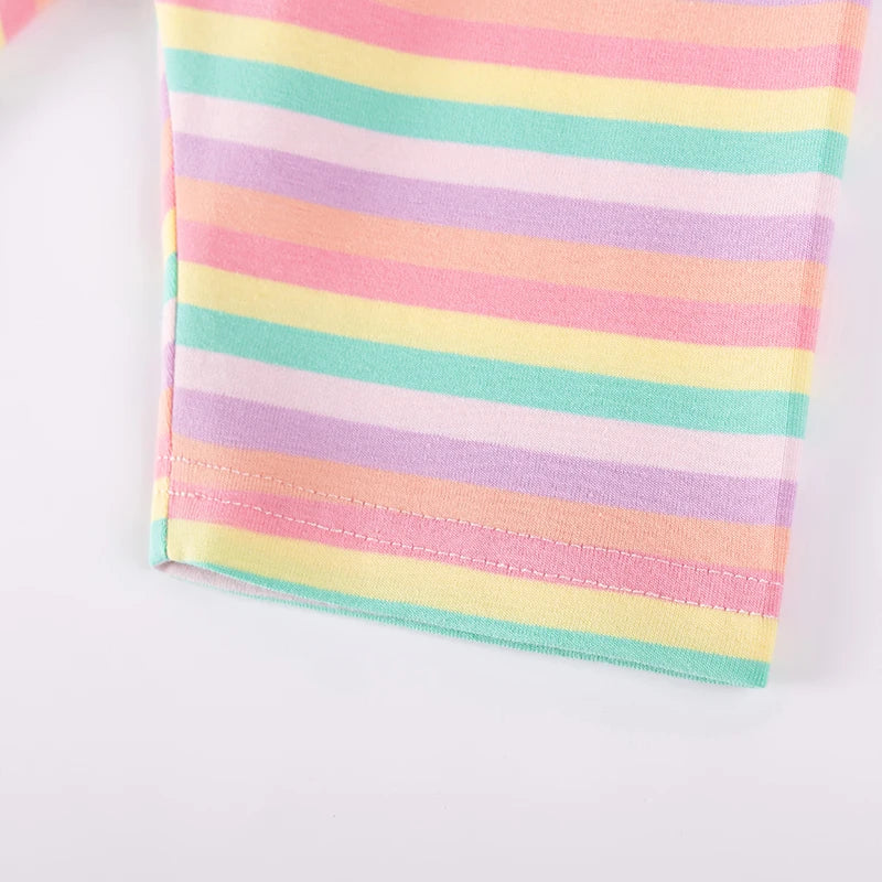 100% Cotton Pastel Striped Shorts & Horse Applique T-Shirt Set