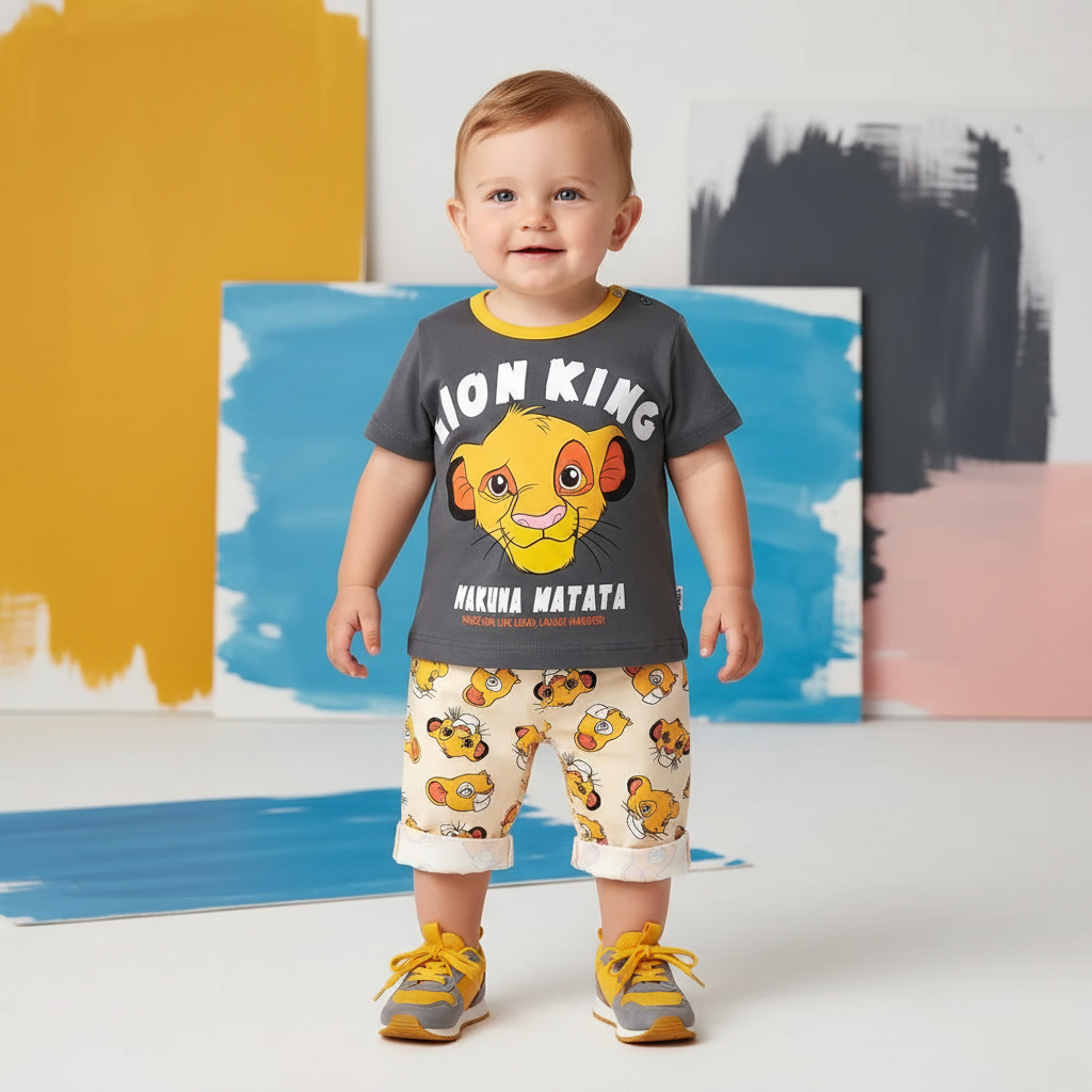 100% Cotton Lion King T-Shirt & Shorts Cotton Set