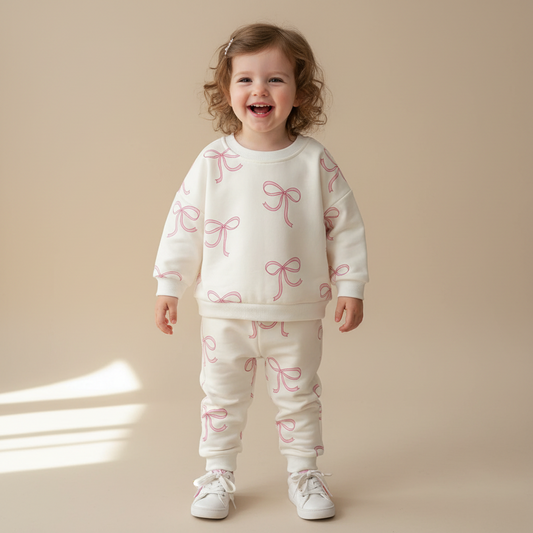 Cotton Cute Bow Top & Pants Set