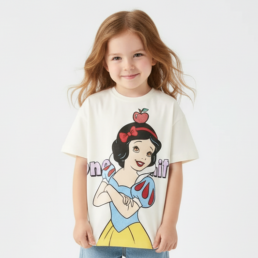 100% Cotton Snow White Apple Print Cotton T-Shirt