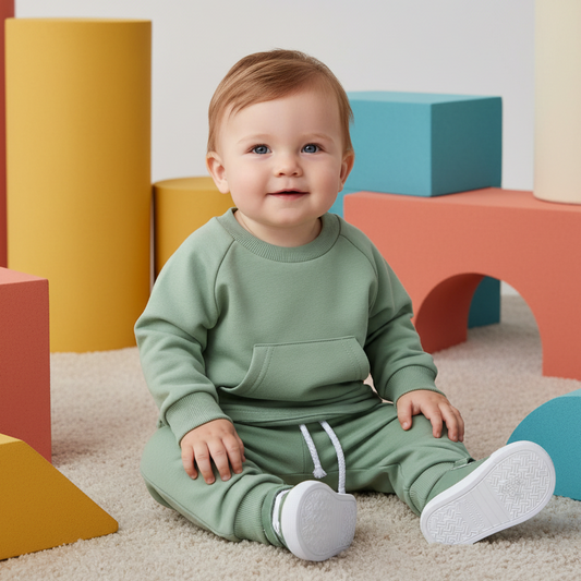 Cotton Solid Color Sweatshirt & Jogger Set