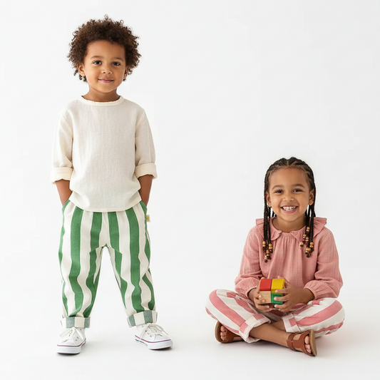 Cotton Kids Striped Elastic Waist Pants