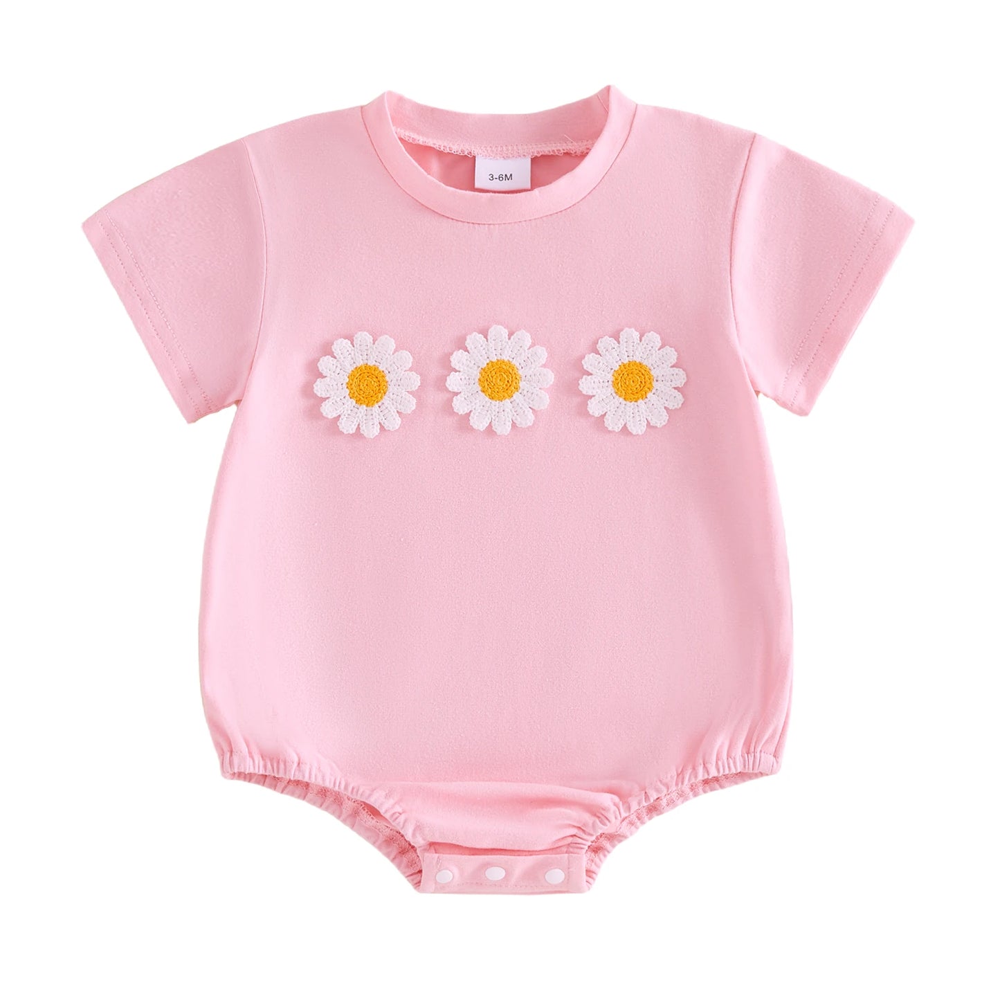 Cotton Daisy Embroidered Cotton Bodysuits In Pastel Colors