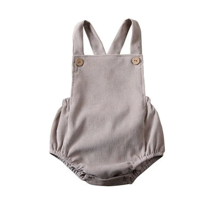 100% Velvet Corduroy Button Strap Romper In Pastel Colors