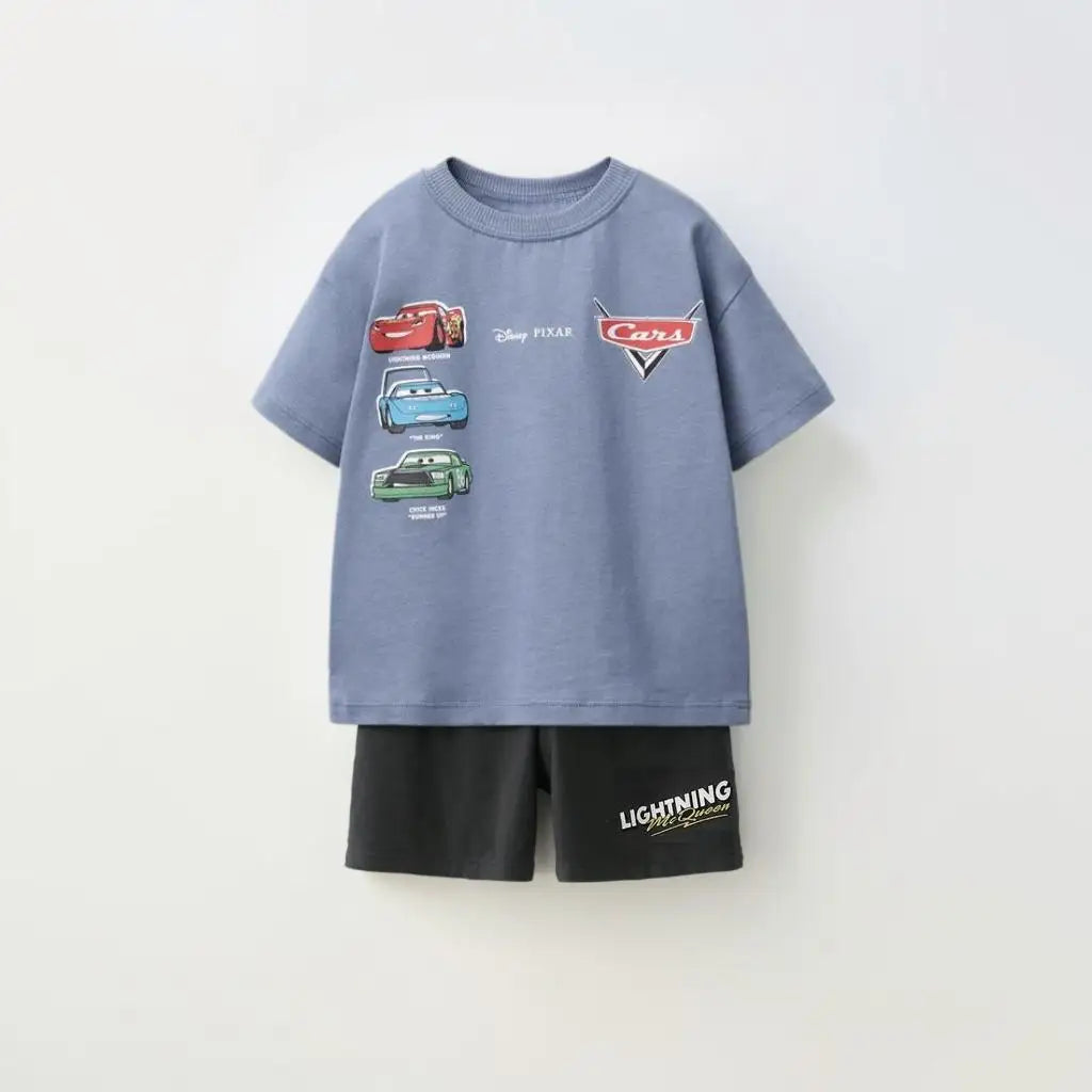 Cotton Lightning McQueen Racing Tees & Shorts Set