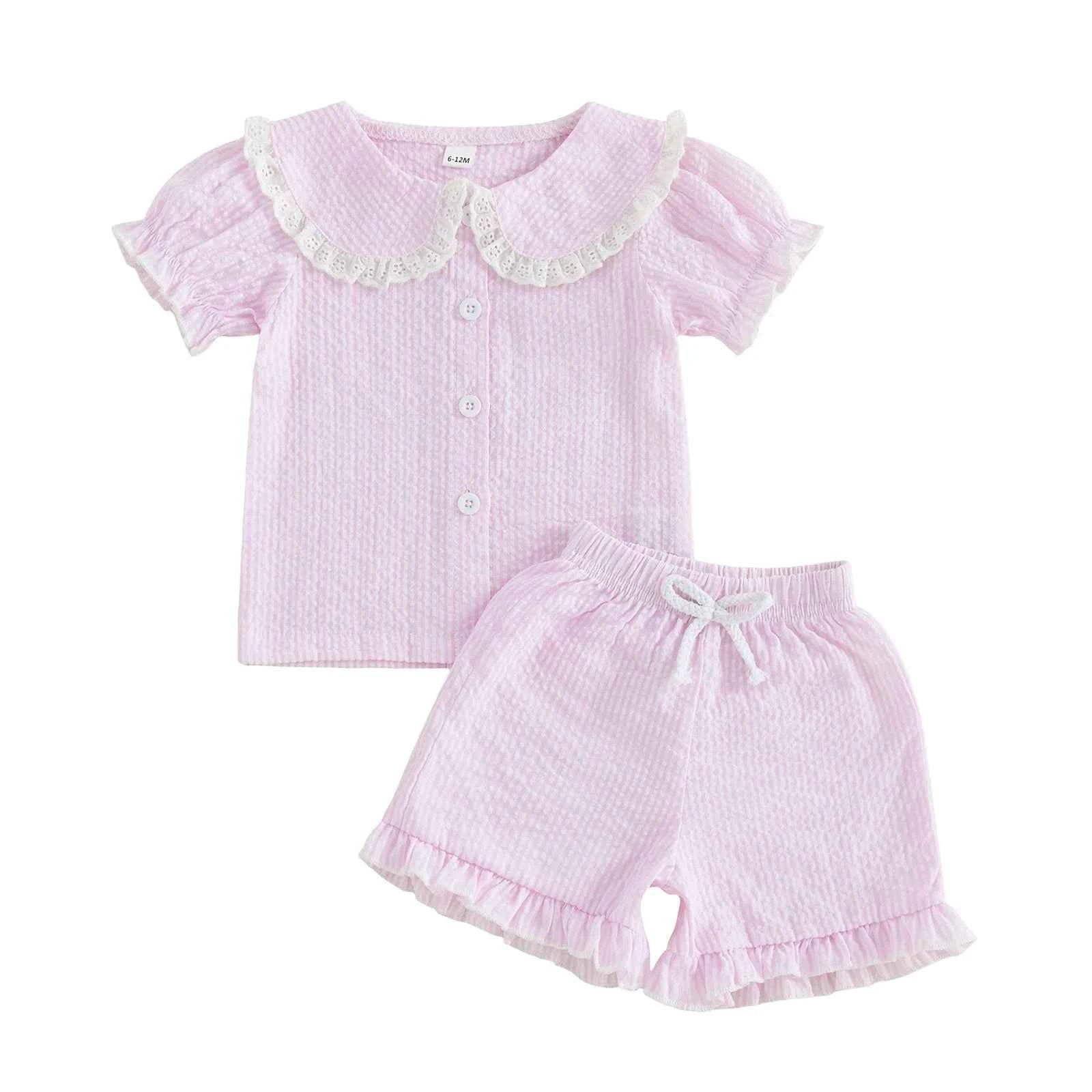 Striped Lace Collar Set