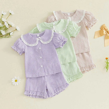 Striped Lace Collar Set