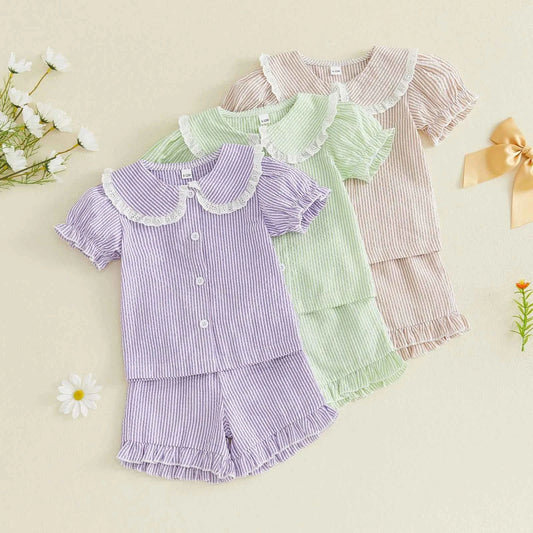 Striped Lace Collar Set