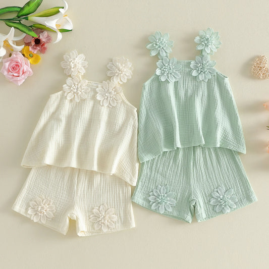 Floral Applique Summer Top & Short Set