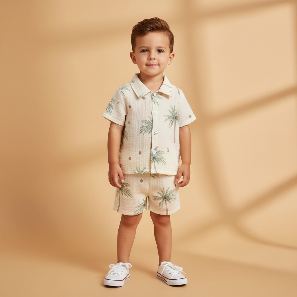 Cotton Short Sleeve Shirt & Shorts Set