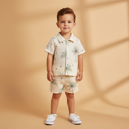 Cotton Short Sleeve Shirt & Shorts Set