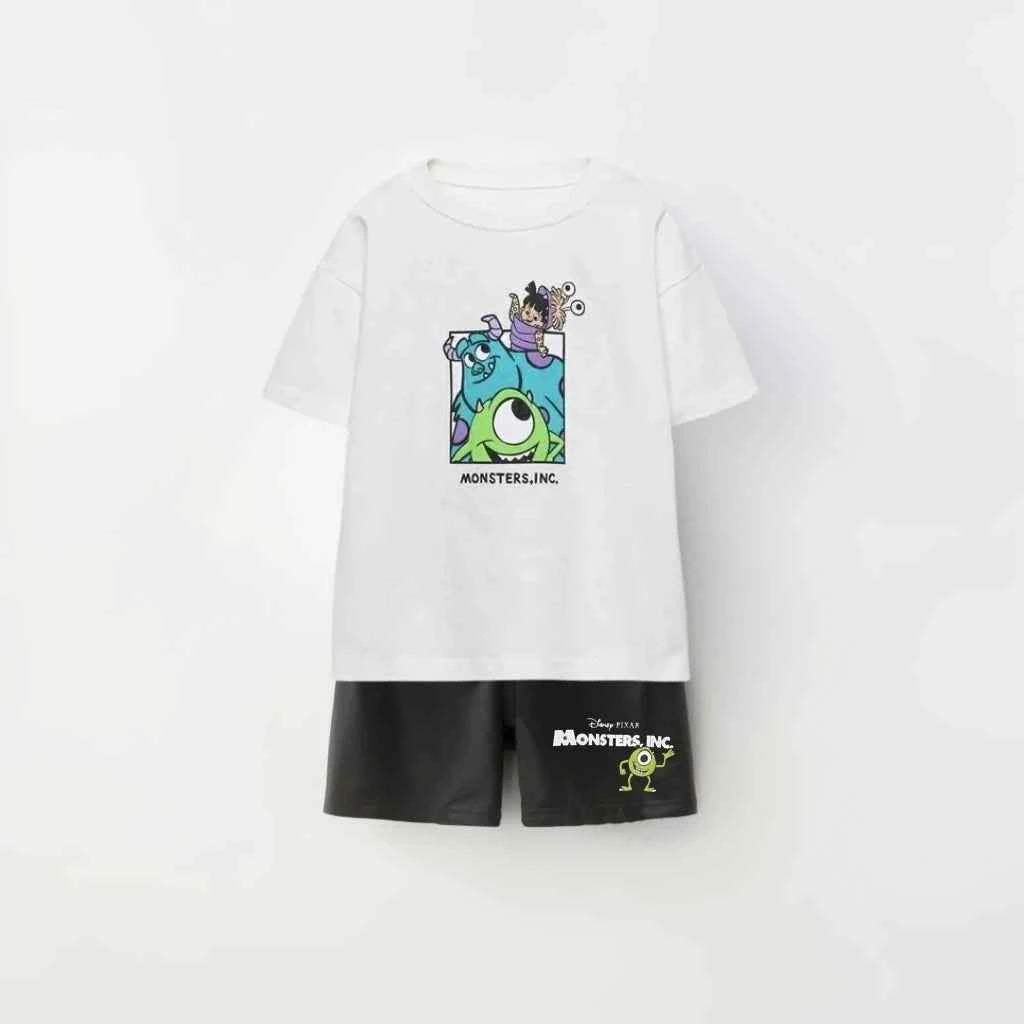 Cotton Monsters Inc Mike Sulley Door Print Tee & Shorts Set