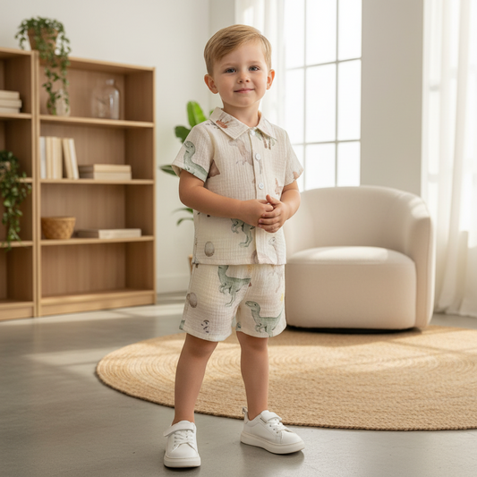 Cotton Short Sleeve Shirt & Shorts Set