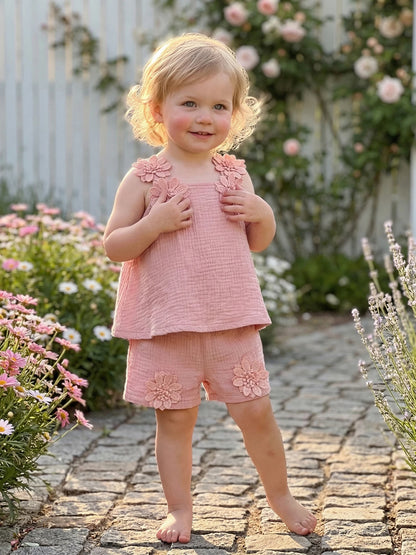 Floral Applique Summer Top & Short Set