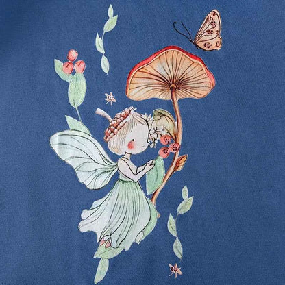 100% Cotton Striped Top & Blue Fairy Print Dress