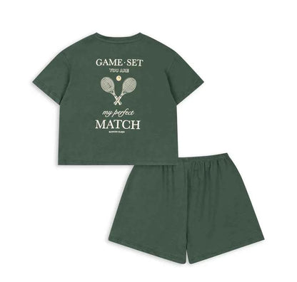 Cotton Green Cotton Tee & Shorts Lounge Set With Text Print