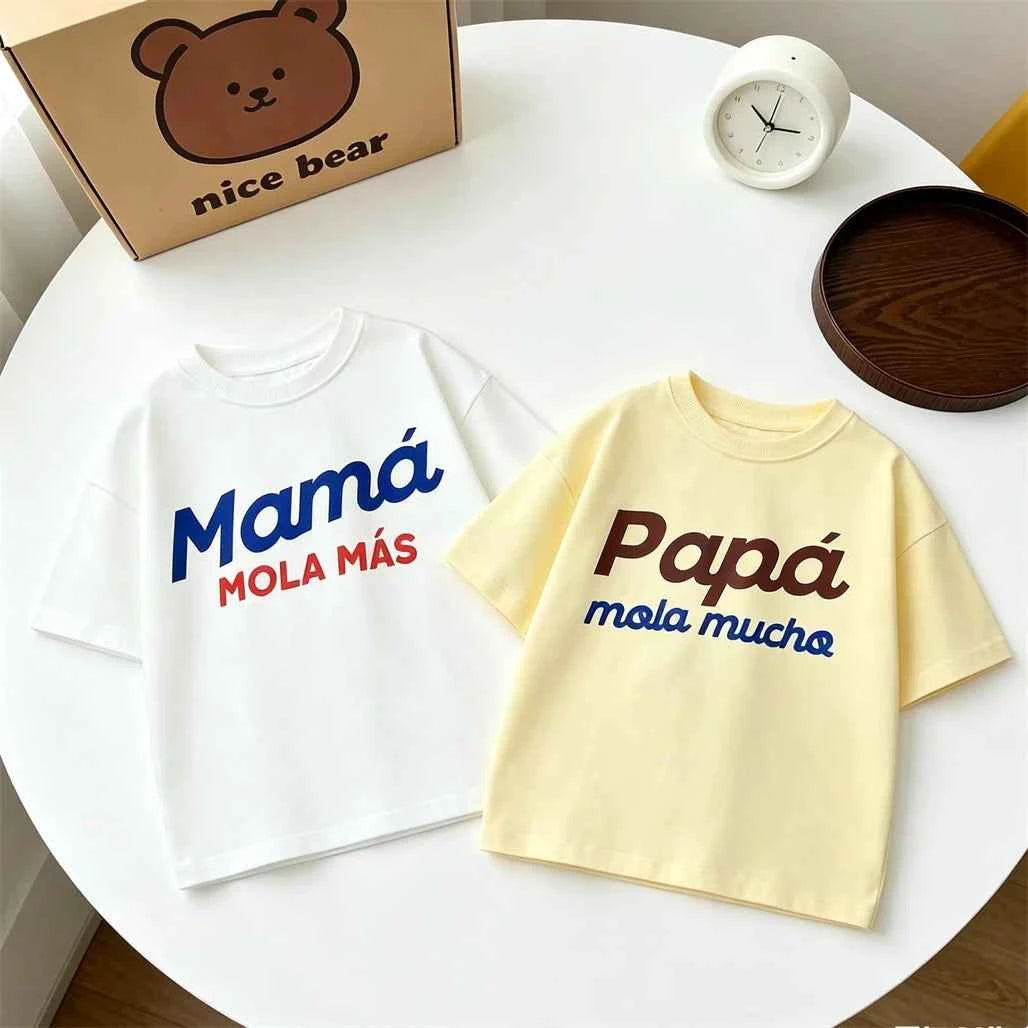 100% Cotton Mama & Papa Printed Cotton Casual Tee Shirt