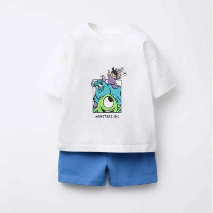 Cotton Monsters Inc Mike Sulley Door Print Tee & Shorts Set
