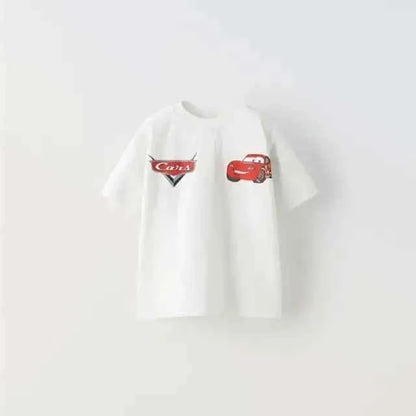 Cotton Lightning McQueen Cotton Tee & Cars Logo Shirt White