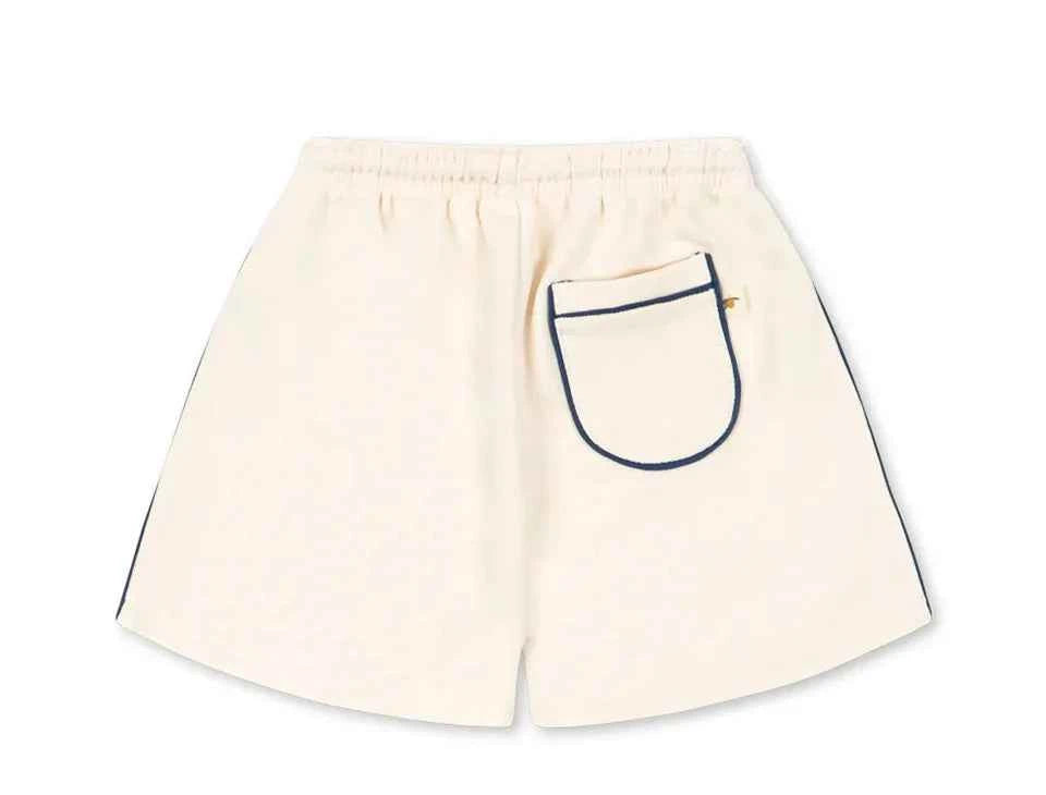 Cotton Cream Polo Shirt & Drawstring Shorts Set
