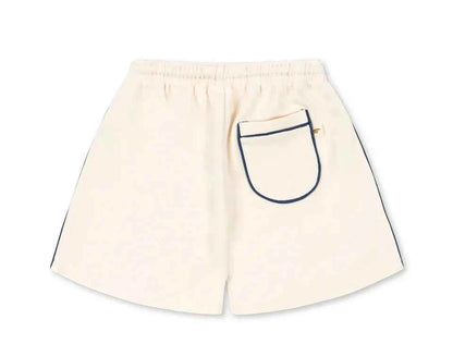 Cotton Cream Polo Shirt & Drawstring Shorts Set