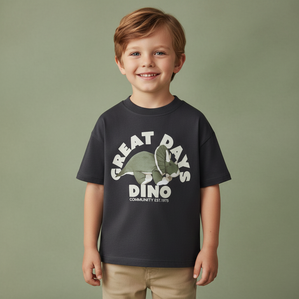 Cotton Road Trip Van Dino & Dog Cartoon Print Tees