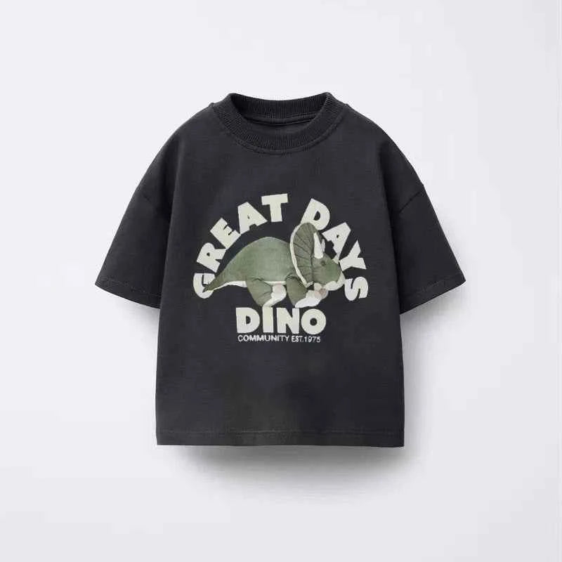 Cotton Road Trip Van Dino & Dog Cartoon Print Tees