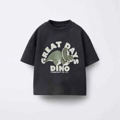 Cotton Road Trip Van Dino & Dog Cartoon Print Tees
