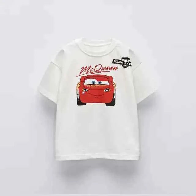 Cotton Lightning McQueen Cotton Tee & Cars Logo Shirt White