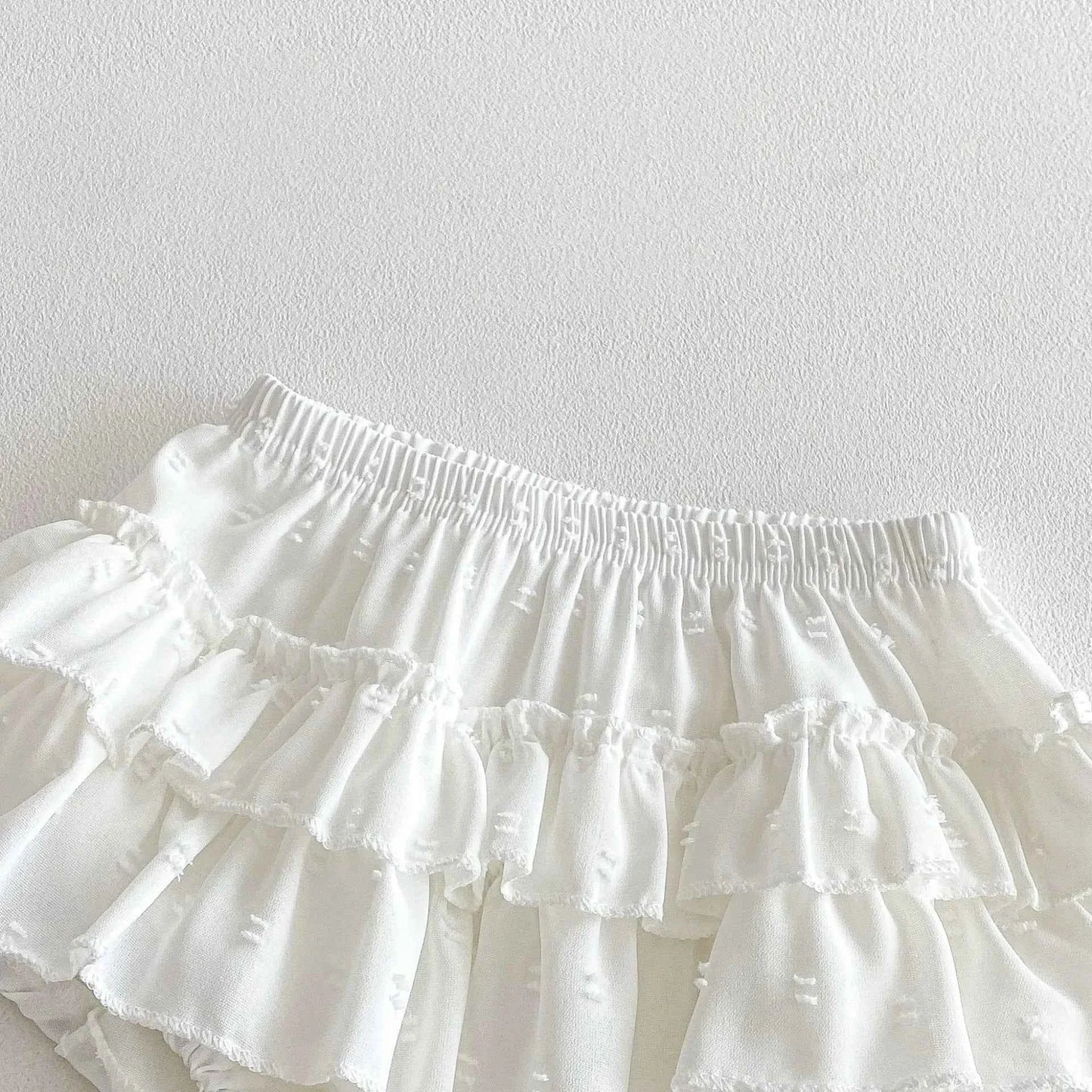 100% Cotton Striped Collar Top & Ruffle Bloomer Set With Pearl Bag