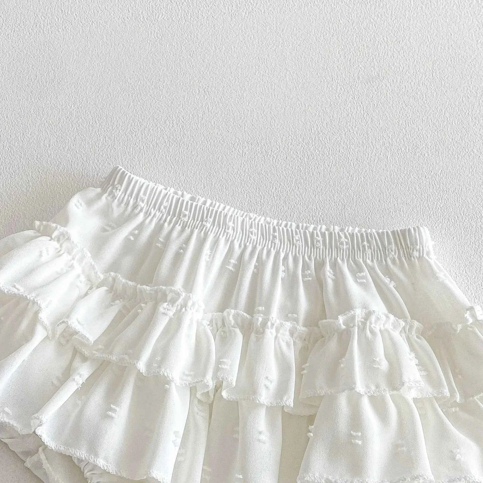 100% Cotton Striped Collar Top & Ruffle Bloomer Set With Pearl Bag
