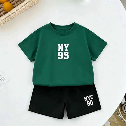 Cotton Paris Sport Red Tee & NYC 80 Black Shorts Set