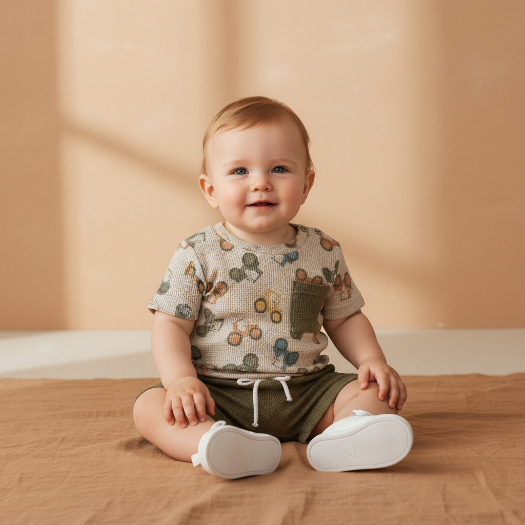 Waffle Knit Tee & Shorts Set