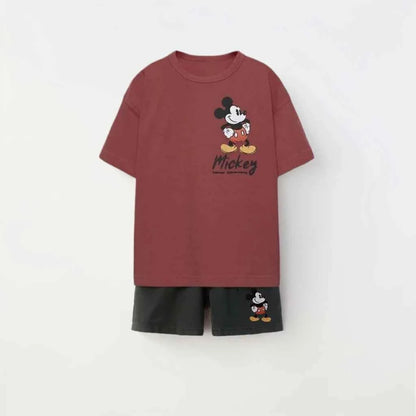 Cotton Mickey Mouse Casual Tee & Shorts Set