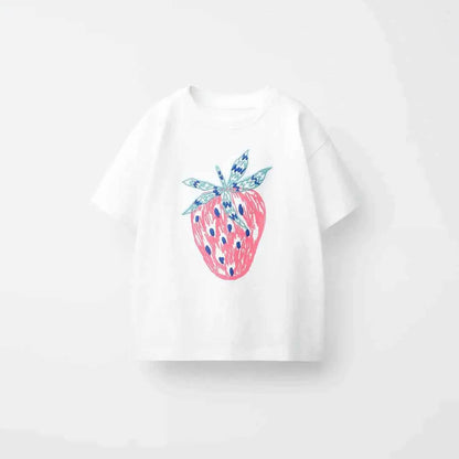 100% Cotton Strawberry Print Cotton Tee Shirt