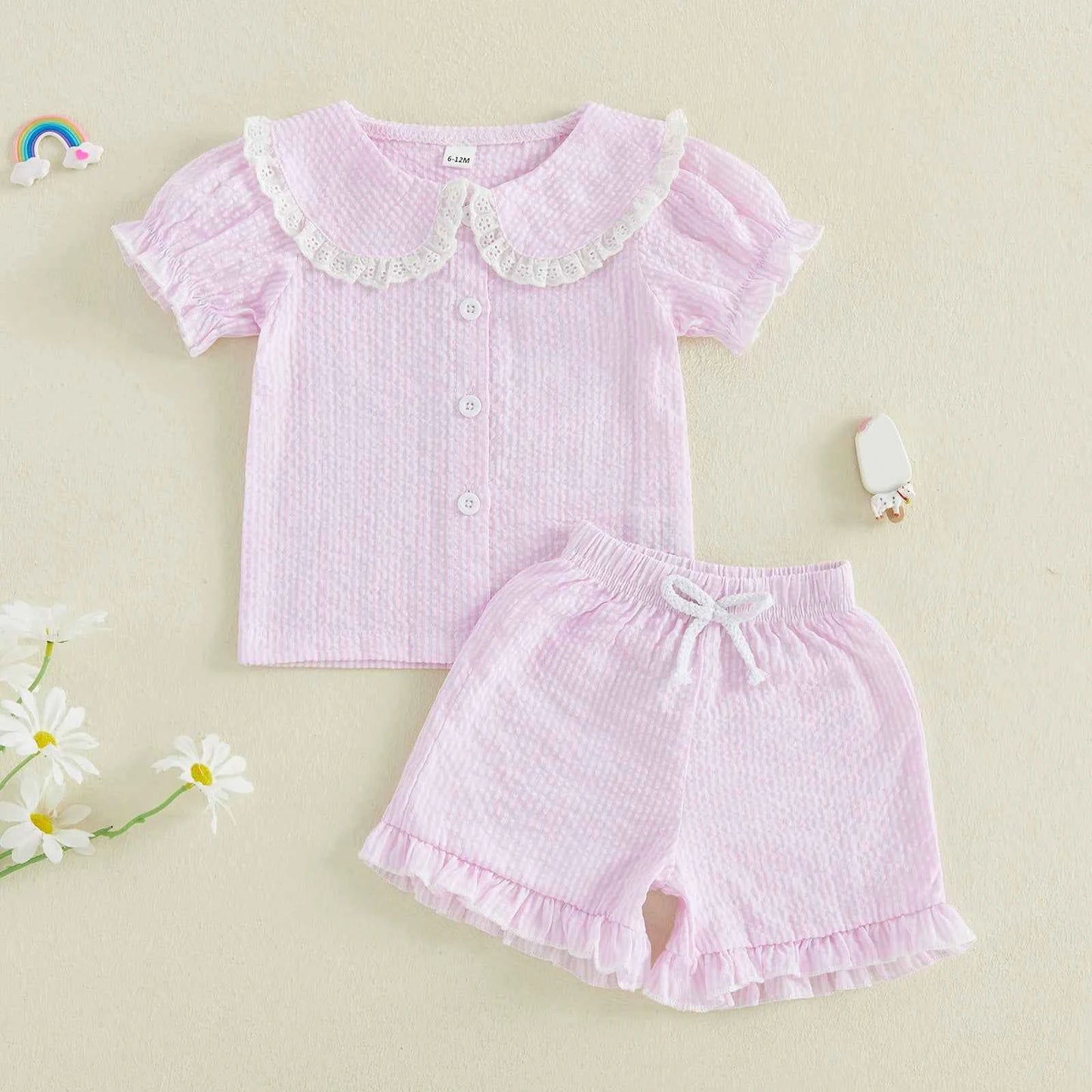 Striped Lace Collar Set