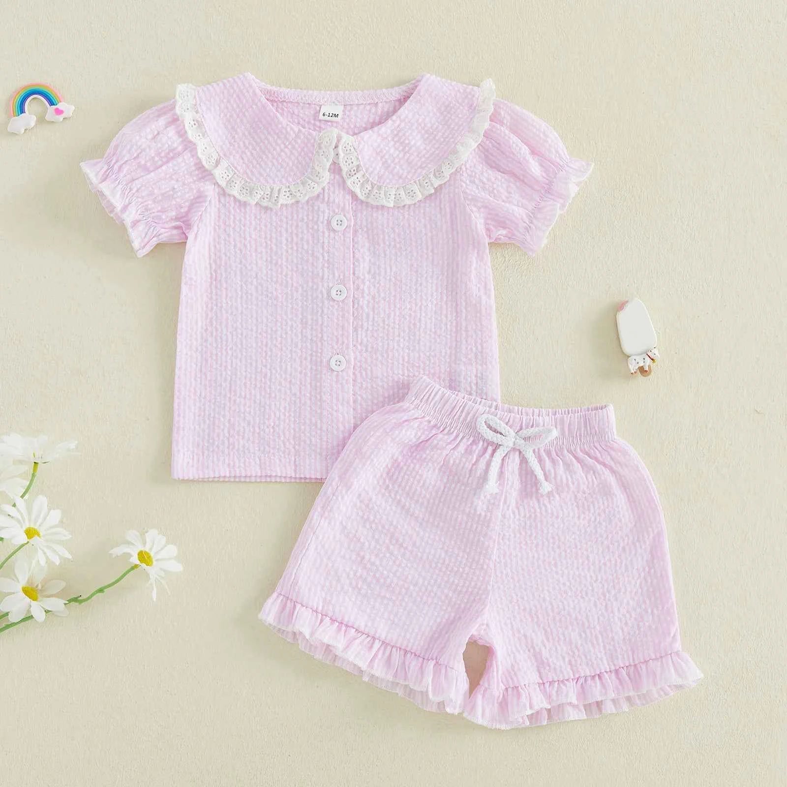 Striped Lace Collar Set