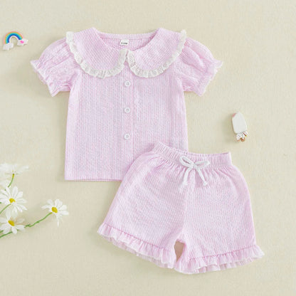 Striped Lace Collar Set