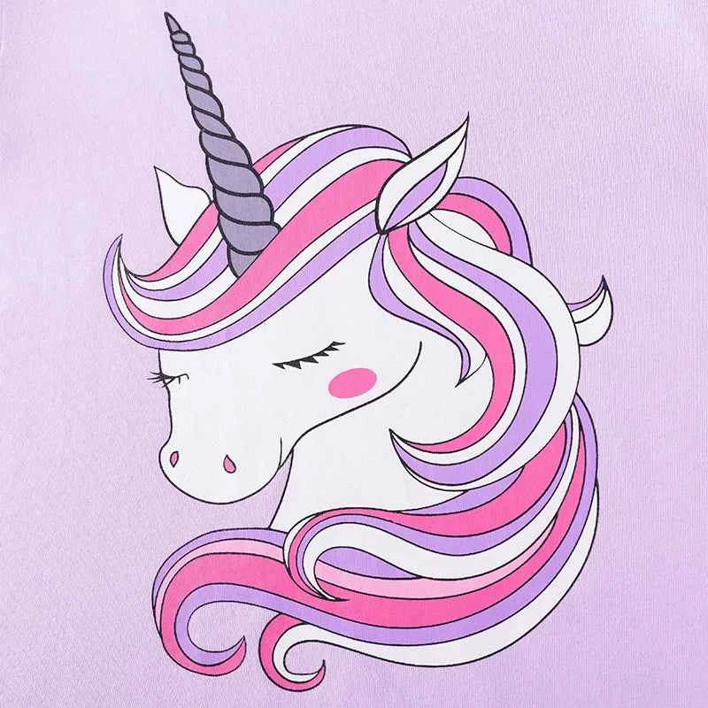 100% Cotton Unicorn Print Lavender Tee & Polka Dot Shorts Set