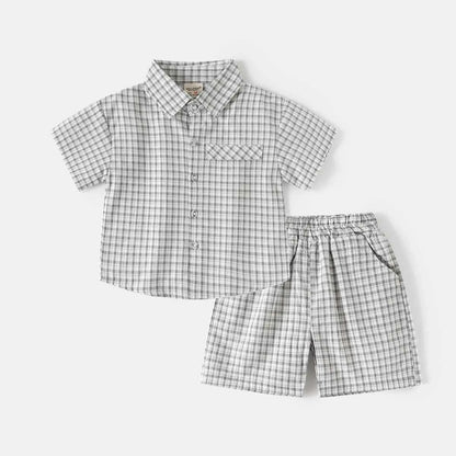 100% Cotton Checkered Shirt & Shorts Set