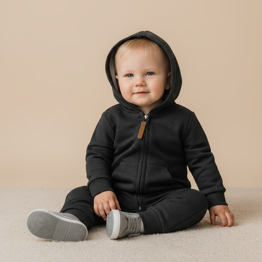 Cotton Toddler Hooded Jumpsuit In Earth Tones