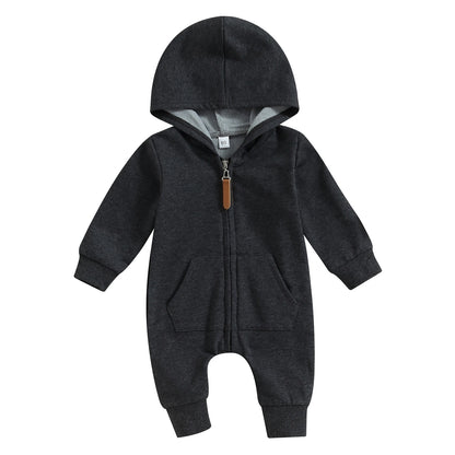 Cotton Toddler Hooded Jumpsuit In Earth Tones