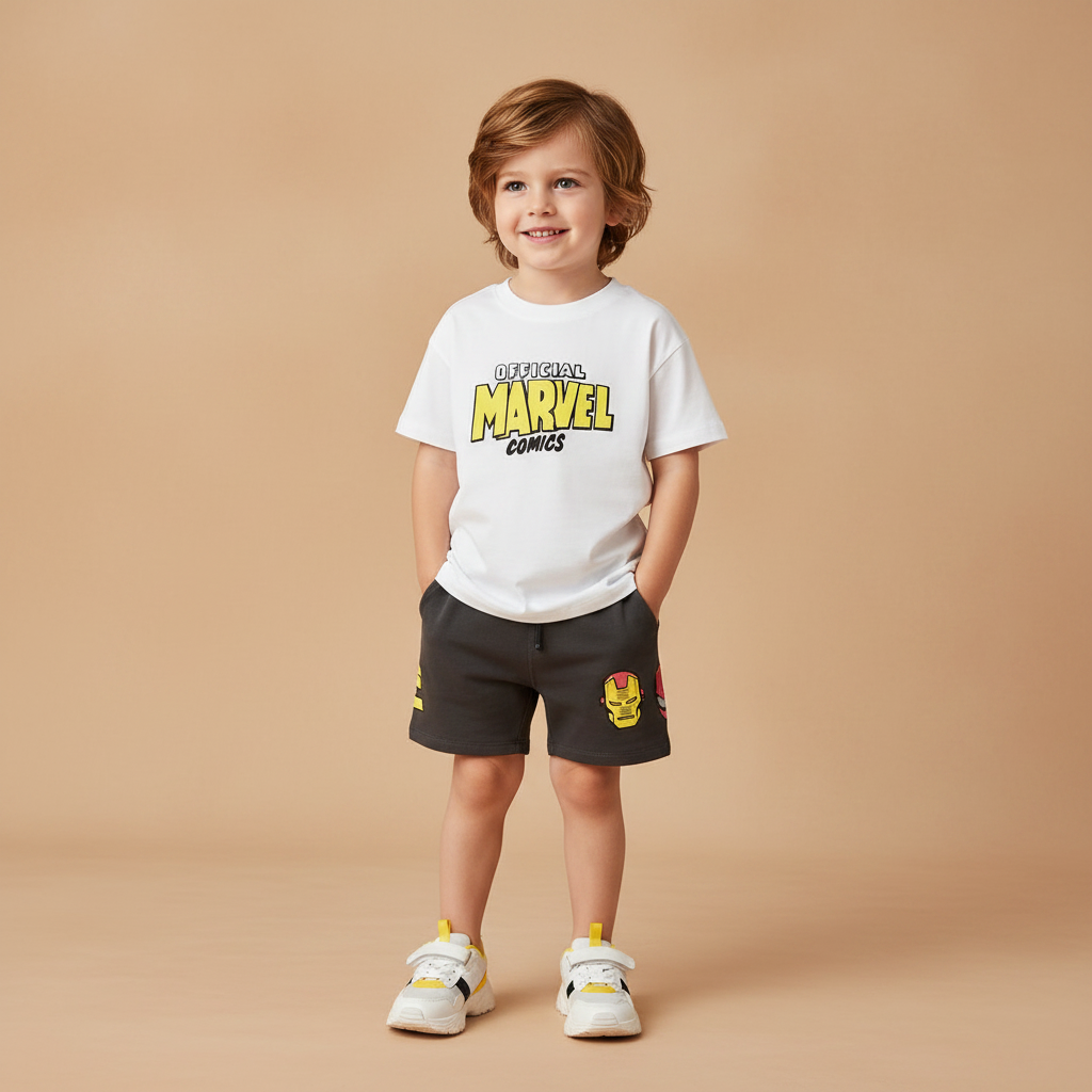 Cotton Mickey Mouse & Marvel Comics Cotton Tee & Shorts Set